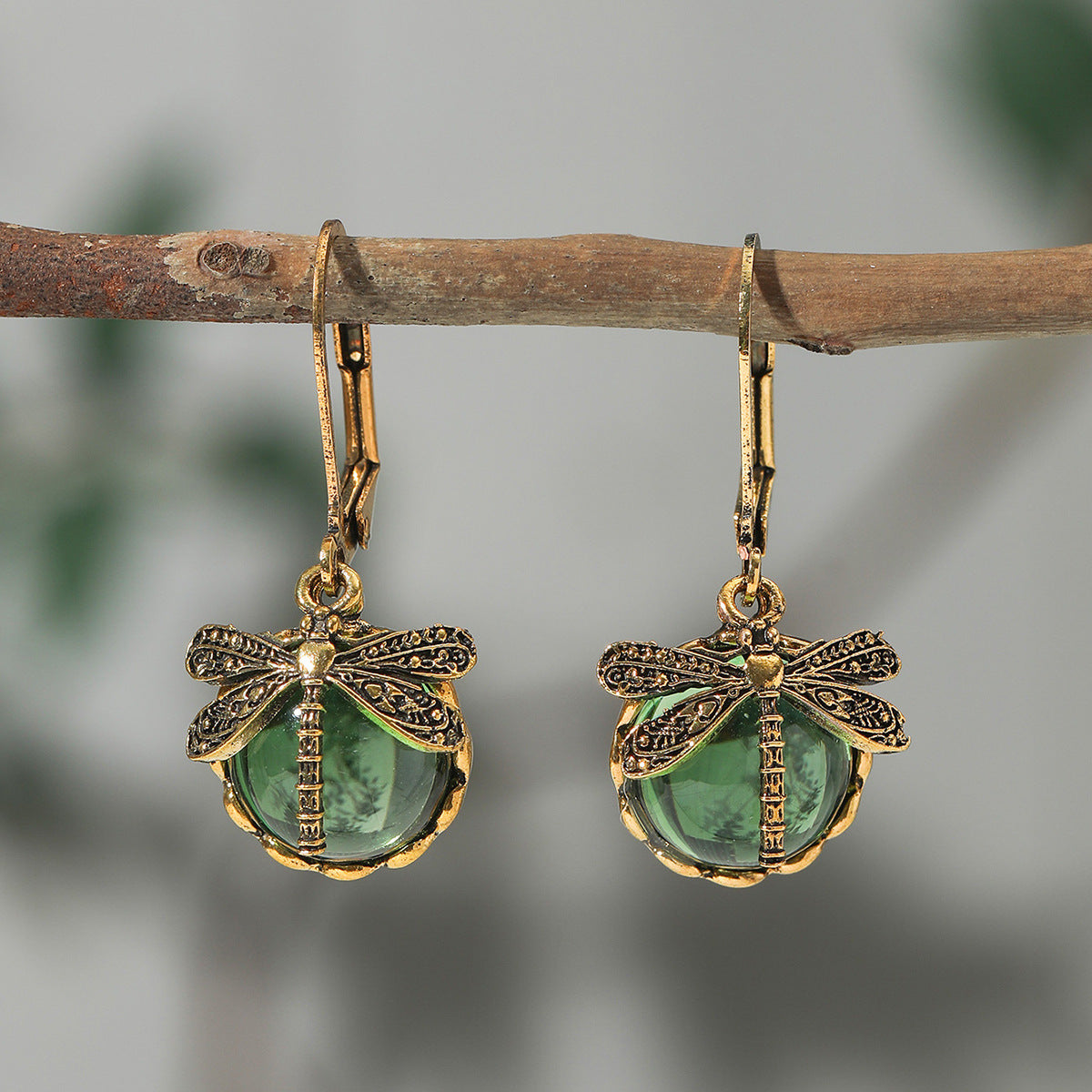 Wholesale Vintage Dragonfly Green Bohemian Earrings